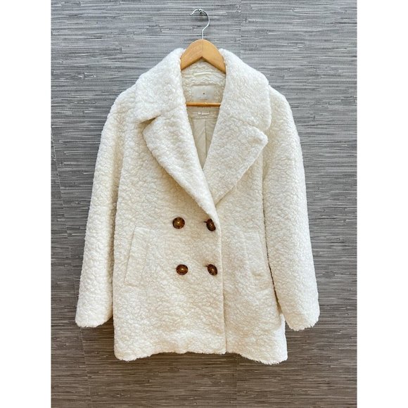 $498 Kate Spade Teddy Coat Double Breasted Size Medium Ivory Cream New! - Picture 5 of 9